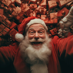 Obraz premium Santa Claus taking a selfie