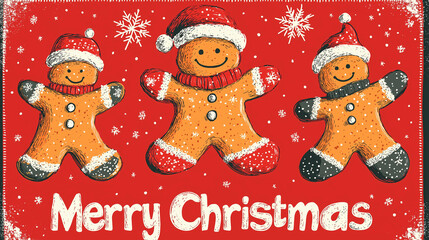 Christmas illustration with cute gingerbread cookies