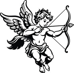 Fototapeta premium Cupid shooting arrow illustration art