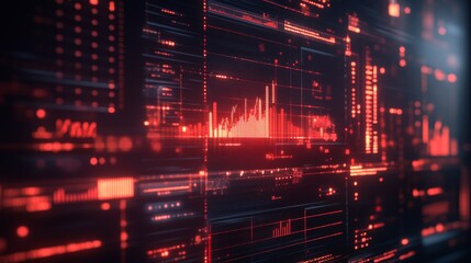 Obraz premium A digital interface showing a bearish market trend, with various financial indicators