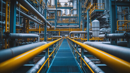 Obraz premium Modern industrial factory with pipelines and production lines