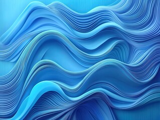 Obraz premium Dynamic Abstract Turquoise Fabric: A Stunning Poster for Sporty Interiors, Showcasing Wavy Forms and Rhythmic Light Play for Depth and Style