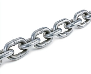 Obraz premium A white background is used to isolate a close-up of a metal chain.