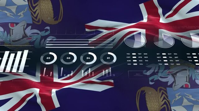 Tristan da Cunha flag - Waving flag on report analytics data statement