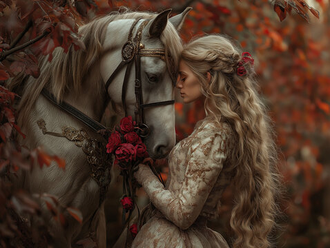 Sad horse and girl rider