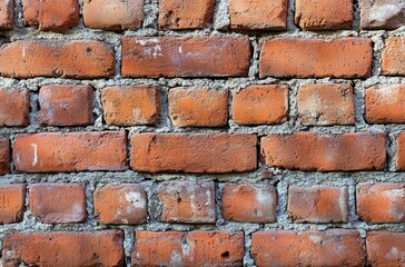 Obraz premium Textured brick wall with a mix of colors and weathering evident in urban setting