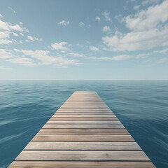 Fototapeta premium Ocean Pier Platform: Seascape Horizon Invites Nautical Adventures and Serene Contemplation
