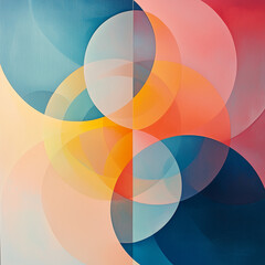 Fototapeta premium vibrant overlapping circles in bold and soft hues create a striking abstract design with sharp contrasts