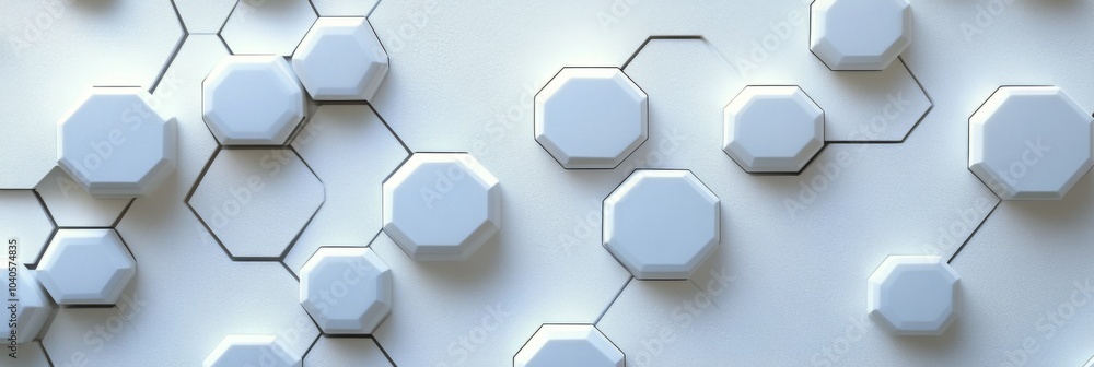 Poster abstract geometric design featuring interconnected hexagons on a white background