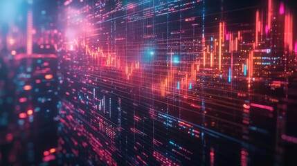 Obraz premium A digital interface showing a bearish market trend, with various financial indicators