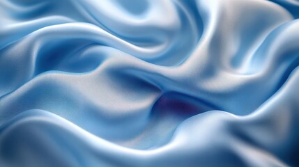 Obraz premium Abstract background featuring smooth blue silk satin fabric with elegant flowing folds and soft texture