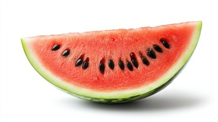 A Sliced Watermelon Wedge with Black Seeds