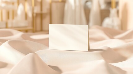Elegant Business Card Mockup on Pastel Fabric with Bridal Boutique Background