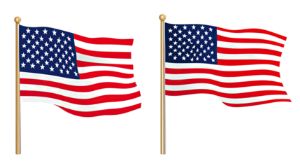 Collection of USA Flags Isolated on a Transparent Background Generative AI