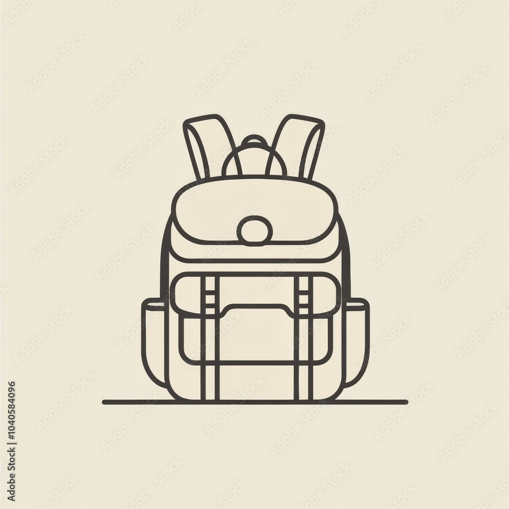 Poster this design features a simple backpack icon with clean lines, embodying the spirit of adventure and 