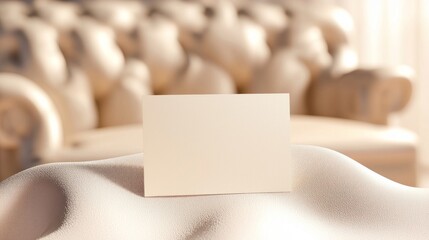 Fototapeta premium Elegant Luxury Business Card Mockup on Plush Fabric in Refined Lounge Setting with Soft Lighting - Ultra-Detailed Close-Up Shot