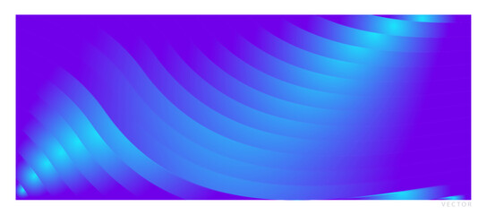 Gradient Blue Stripes with Neon Light Effect - Blank Banner Illustration