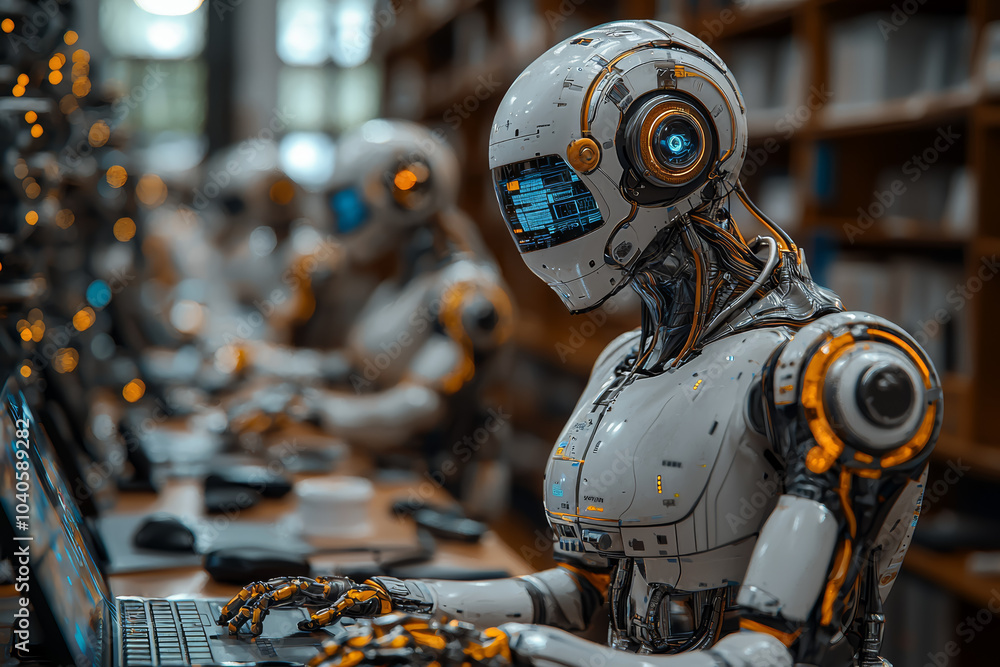 Poster a school integrating ai to automate administrative tasks, allowing more focus on teaching. concept o