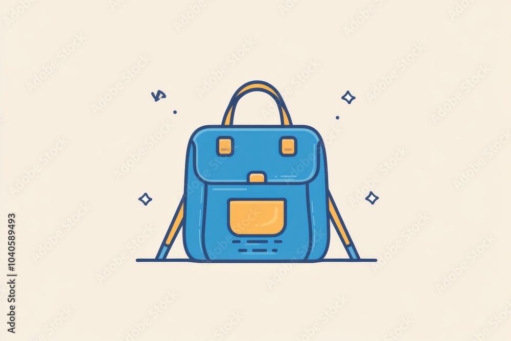 Aufkleber A clean backpack icon features a blue color palette and simple lines, perfect for representing adventure and outdoor exploration. Generative AI