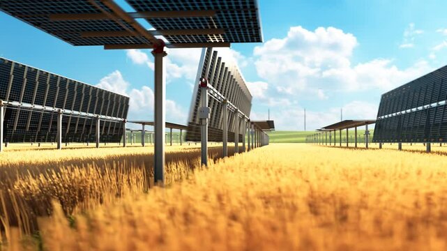 Agriculture and renewable energy: Solar panel installation with tracking system