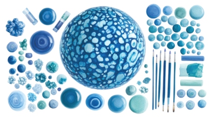 Watercolor Round Shapes and Blobs on Transparent Background Generative AI