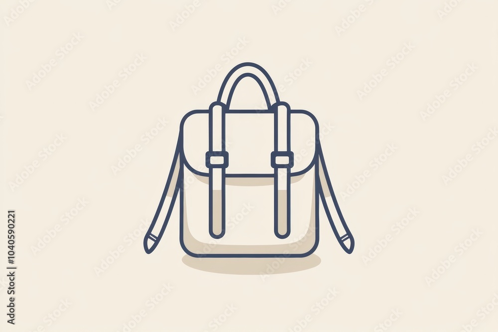 Poster This backpack icon features clean lines and a simple design, perfect for representing adventure and outdoor activities. Generative AI