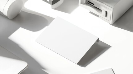 Elegant Business Card Mockup on Modern Desk with Premium Office Equipment | Ultra-Detailed Professional Design Showcase