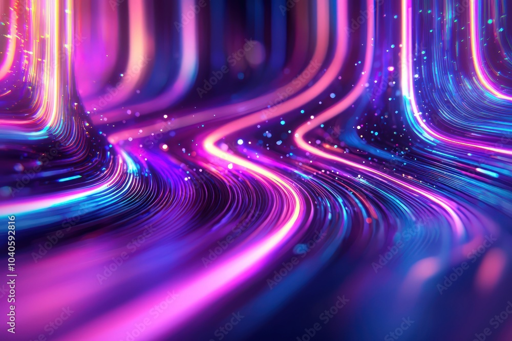 Wall mural dynamic neon stripes forming abstract patterns with a futuristic look