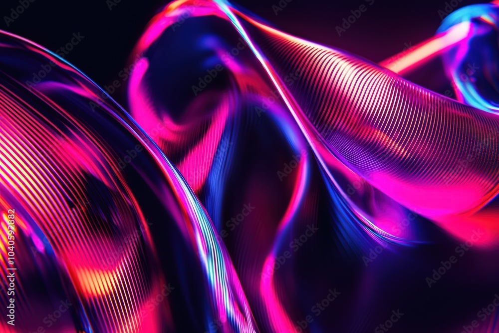 Wall mural dynamic neon stripes forming abstract patterns with a futuristic look