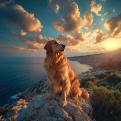 Golden retriever on the beach