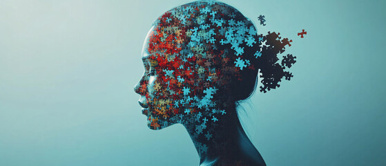Abstract Puzzle Woman Silhouette Art    Conceptual  Portrait