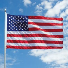 American Flag Against Blue Sky