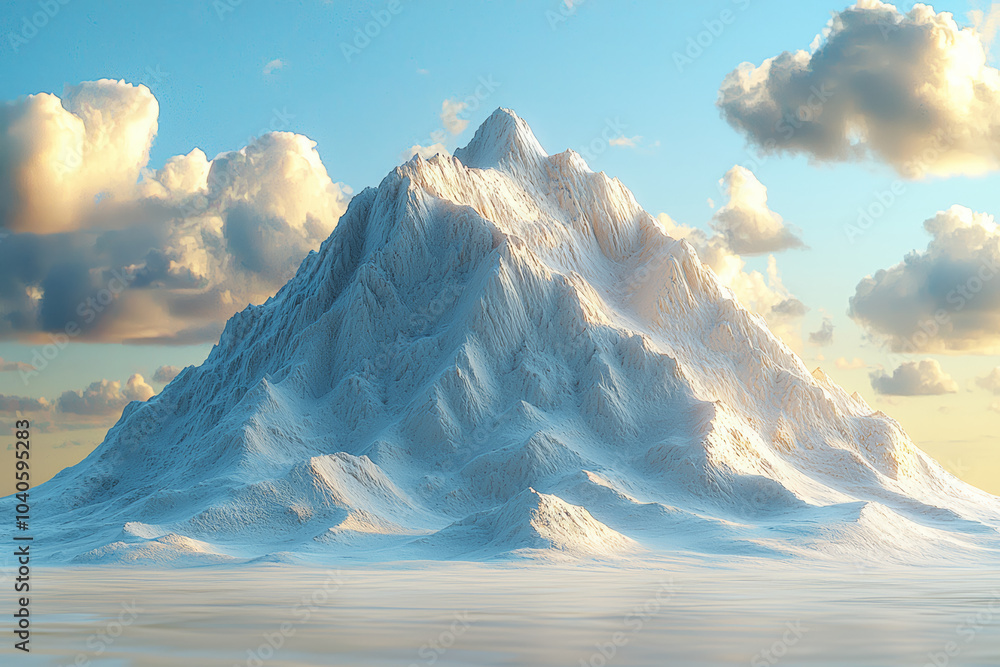 Poster a mountain forming from a pile of sand, symbolizing the creation of something monumental from the sm