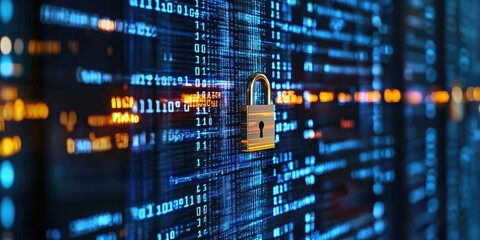 Fototapeta premium High-tech cybersecurity operations shown through encrypted data and secure networks.