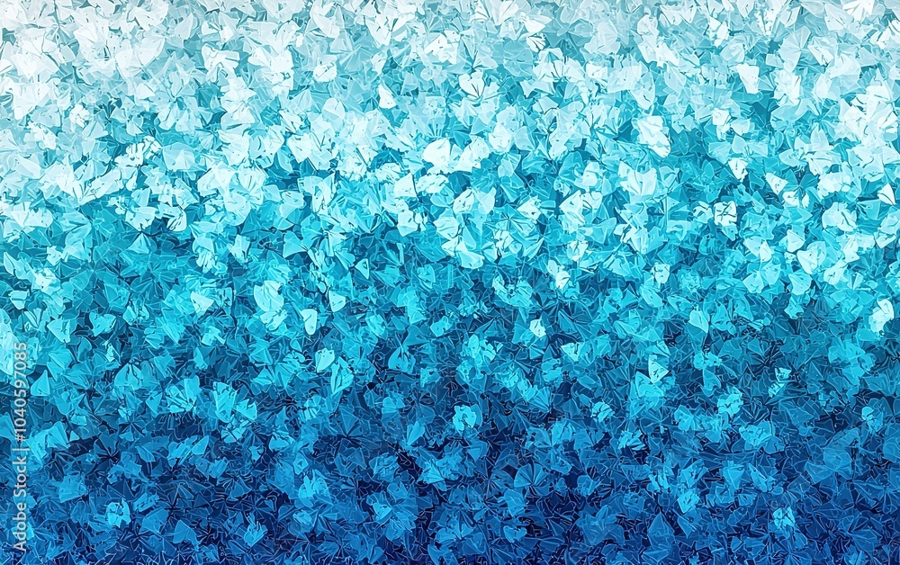 Poster a vibrant abstract design featuring various shades of blue transitioning from light to dark, creatin