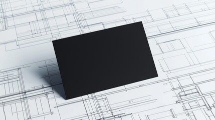 Elegant Business Card Mockup on Architectural Blueprints | Creative Professional Design Concept | Ultra-Detailed Luxury Photo