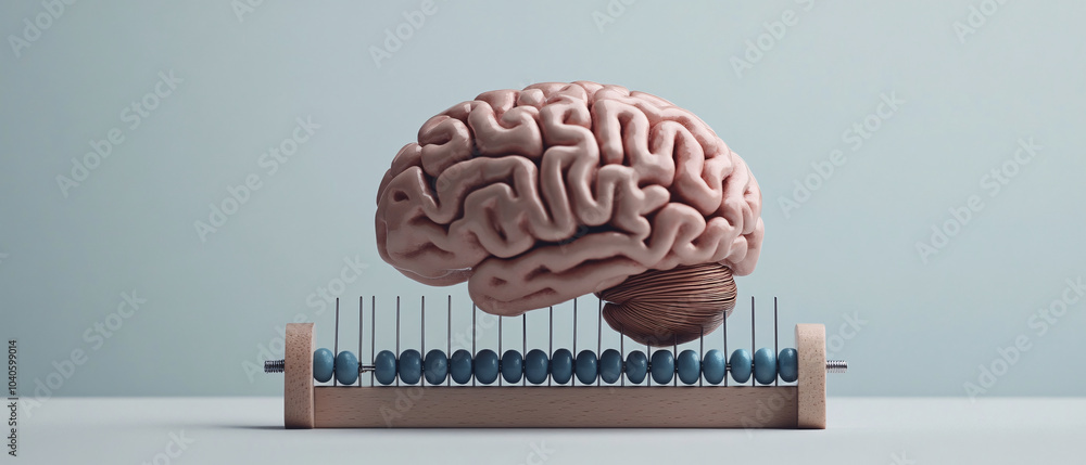 Aufkleber human brain on an abacus, conceptual image of intelligence and problem solving, conceptual image of 