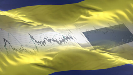 Colombia flag - Waving flag on report analytics data statement