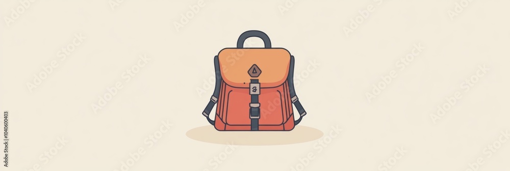 Aufkleber The backpack icon features a clean, modern design showcasing vibrant colors, representing a journey filled with adventure and exploration. Generative AI