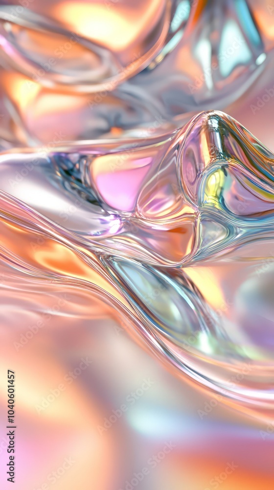 Wall mural fluid gradient curves with metallic edges and light reflections