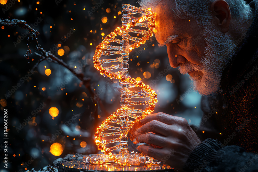 Canvas Prints a creator figure designing dna strands, symbolizing the intelligent design behind life. concept of c