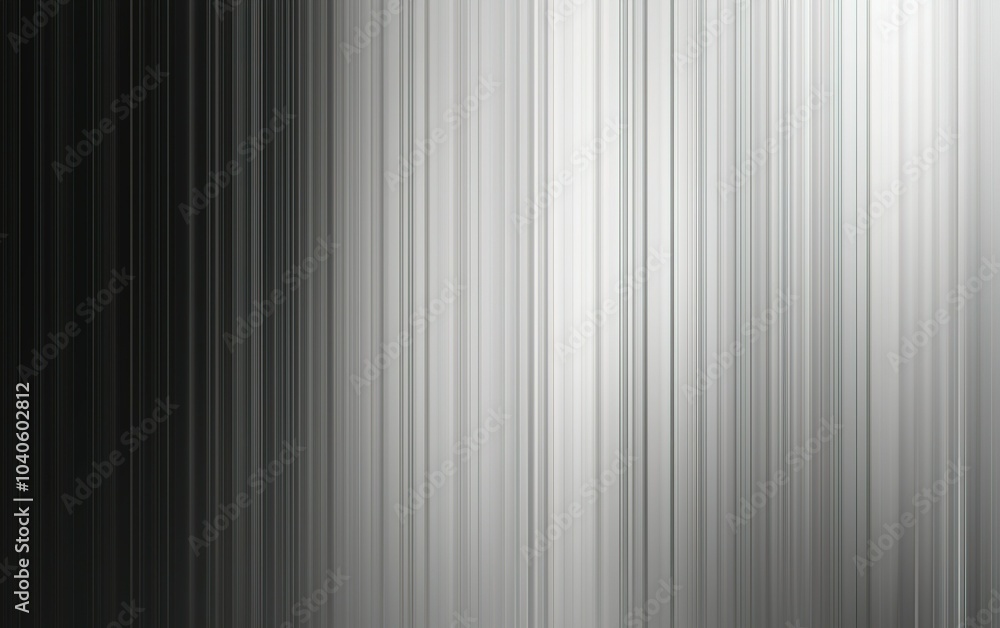 Poster vertical lines creating a gradient effect in shades of black, white, and gray, presenting a modern a