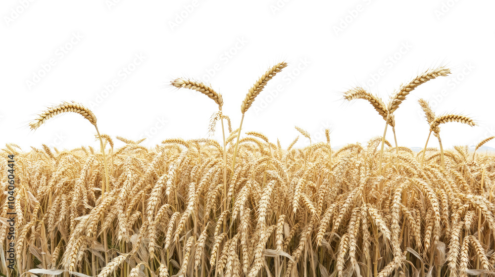 Poster wheat fields ready for harvest on transparent background generative ai