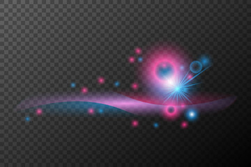Light effect pink blue isolated flare explosion shiny dust line solar flare spark star neon light, vector effect