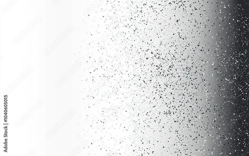 Poster Swirling particles create a shimmering effect in a gradient from white to black, capturing light and movement against a simple backdrop