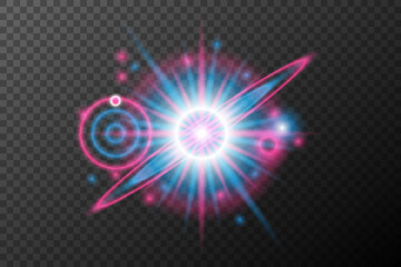 Light effect pink blue isolated flare explosion shiny dust line solar flare spark star neon light, vector effect