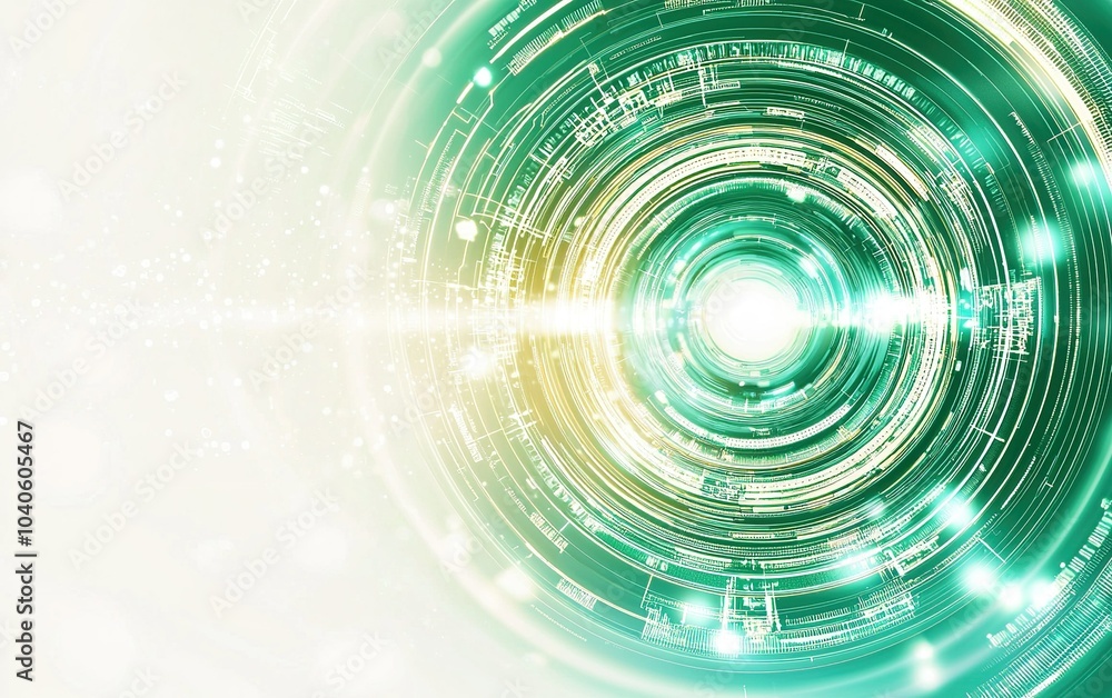Fototapete a dynamic abstract representation of a glowing digital vortex filled with circular patterns and brig