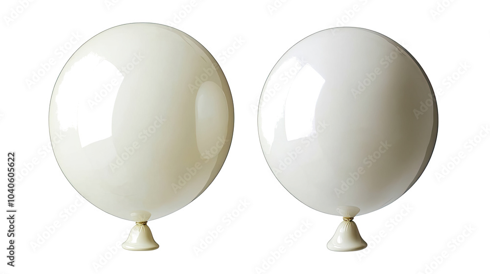 Poster white balloons in a collection set against a transparent background generative ai