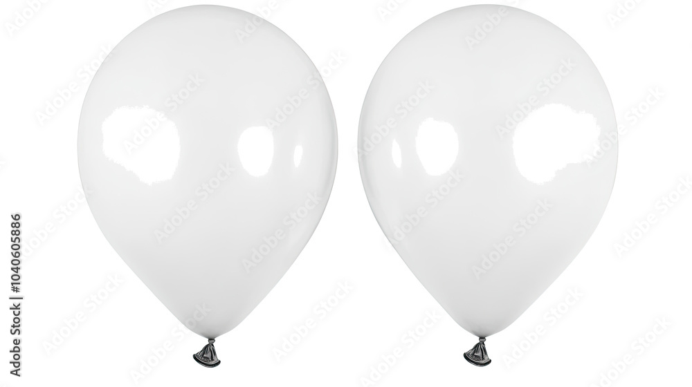 Poster set of two isolated white balloons on a transparent background generative ai