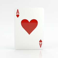 Obraz premium Ace of hearts playing card on a white isolated background.